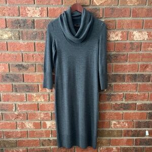 Talbots Gray Merino Wool Cowl Neck Sweater Dress